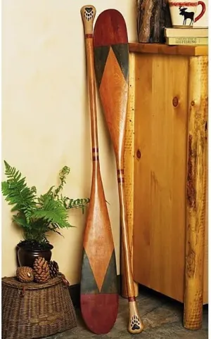 Black Forest Décor Antique Style Canoe Paddle with Bear Claw Detail – Rustic Cabin Decor – 52" H