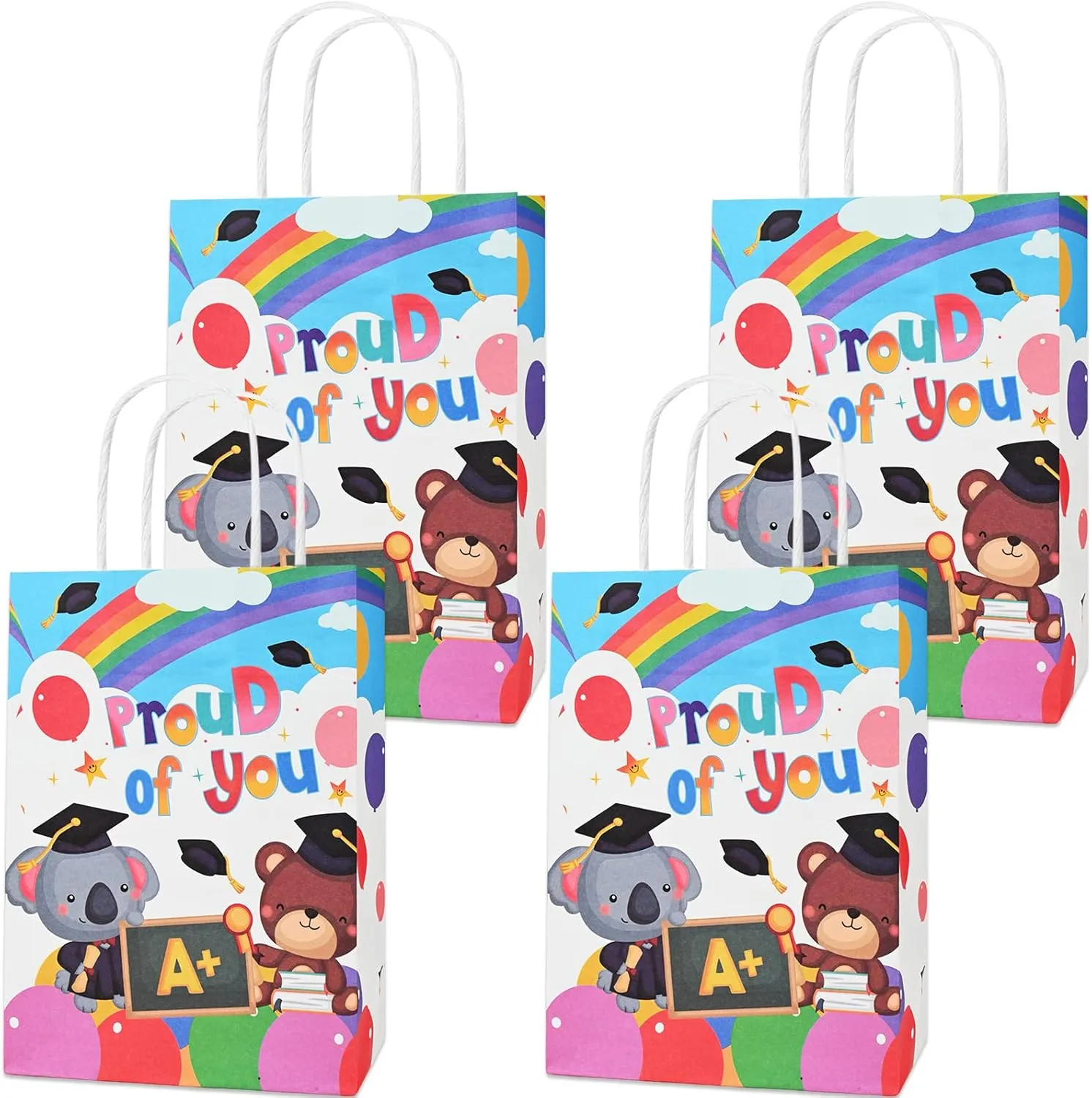 Bolsome 24 Pack Kindergarten Graduation Gift Bags for kids, Preschool Graduation Gift Bags with Handle, Congratulations You Did It Gift Paper Bags for Kindergarten Preschool Graduation Supplies(A)