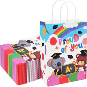 Bolsome 24 Pack Kindergarten Graduation Gift Bags for kids, Preschool Graduation Gift Bags with Handle, Congratulations You Did It Gift Paper Bags for Kindergarten Preschool Graduation Supplies(A)