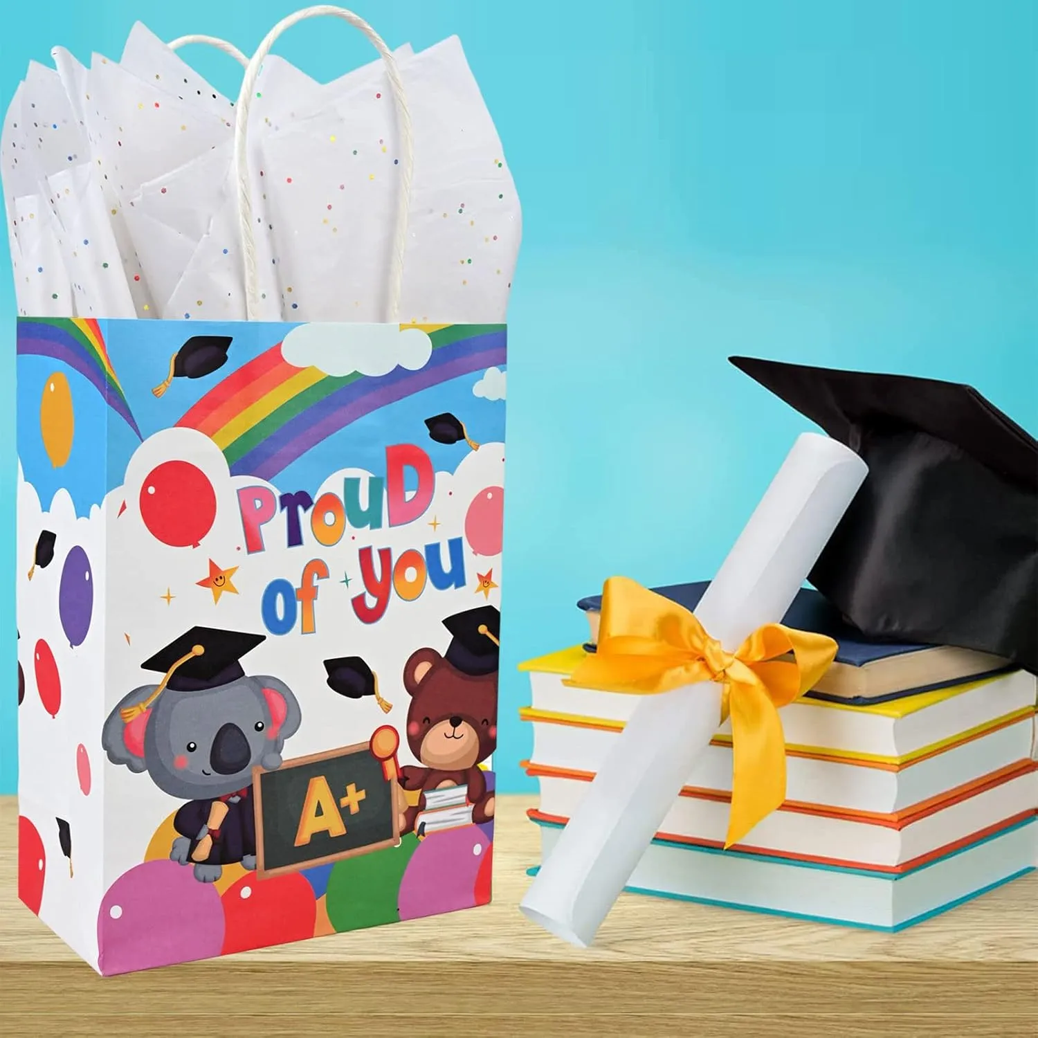 Bolsome 24 Pack Kindergarten Graduation Gift Bags for kids, Preschool Graduation Gift Bags with Handle, Congratulations You Did It Gift Paper Bags for Kindergarten Preschool Graduation Supplies(A)