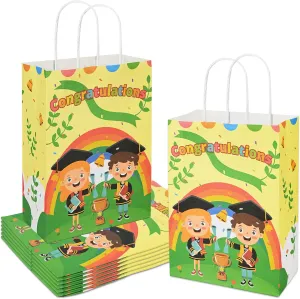 Bolsome 24 Pack Kindergarten Graduation Gift Bags for Kids, Preschool Graduation Gift Bags with Handle, Congratulations You Did It Gift Paper Bags for Kindergarten Preschool Graduation Supplies(C)