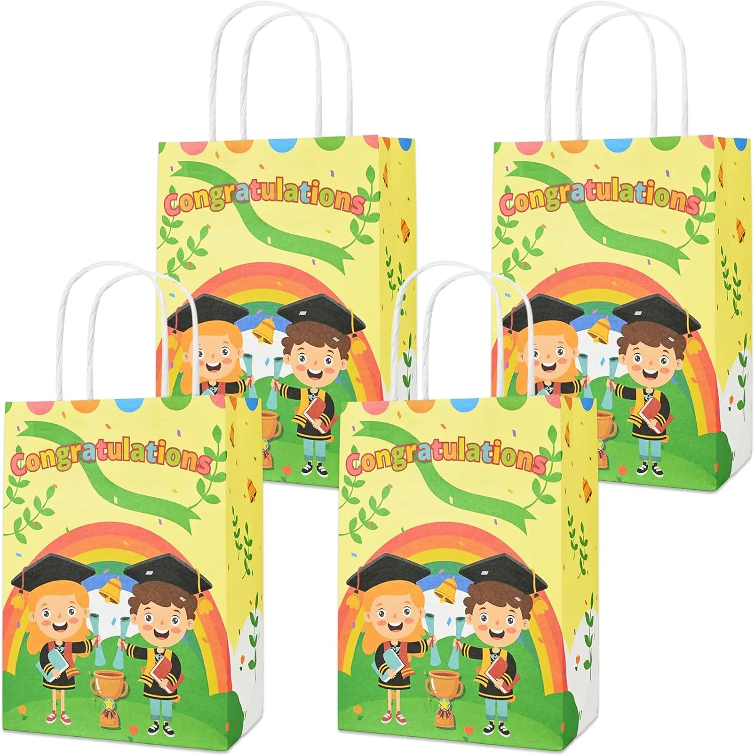 Bolsome 24 Pack Kindergarten Graduation Gift Bags for Kids, Preschool Graduation Gift Bags with Handle, Congratulations You Did It Gift Paper Bags for Kindergarten Preschool Graduation Supplies(C)