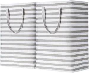 BOOMIBOO 2-Pack Large Laundry Basket,Waterproof Freestanding Laundry Hamper,Collapsible Clothes Basket with Easy Carry Handles in Laundry Room Bathroom Bedroom Dorm,Grey,75L