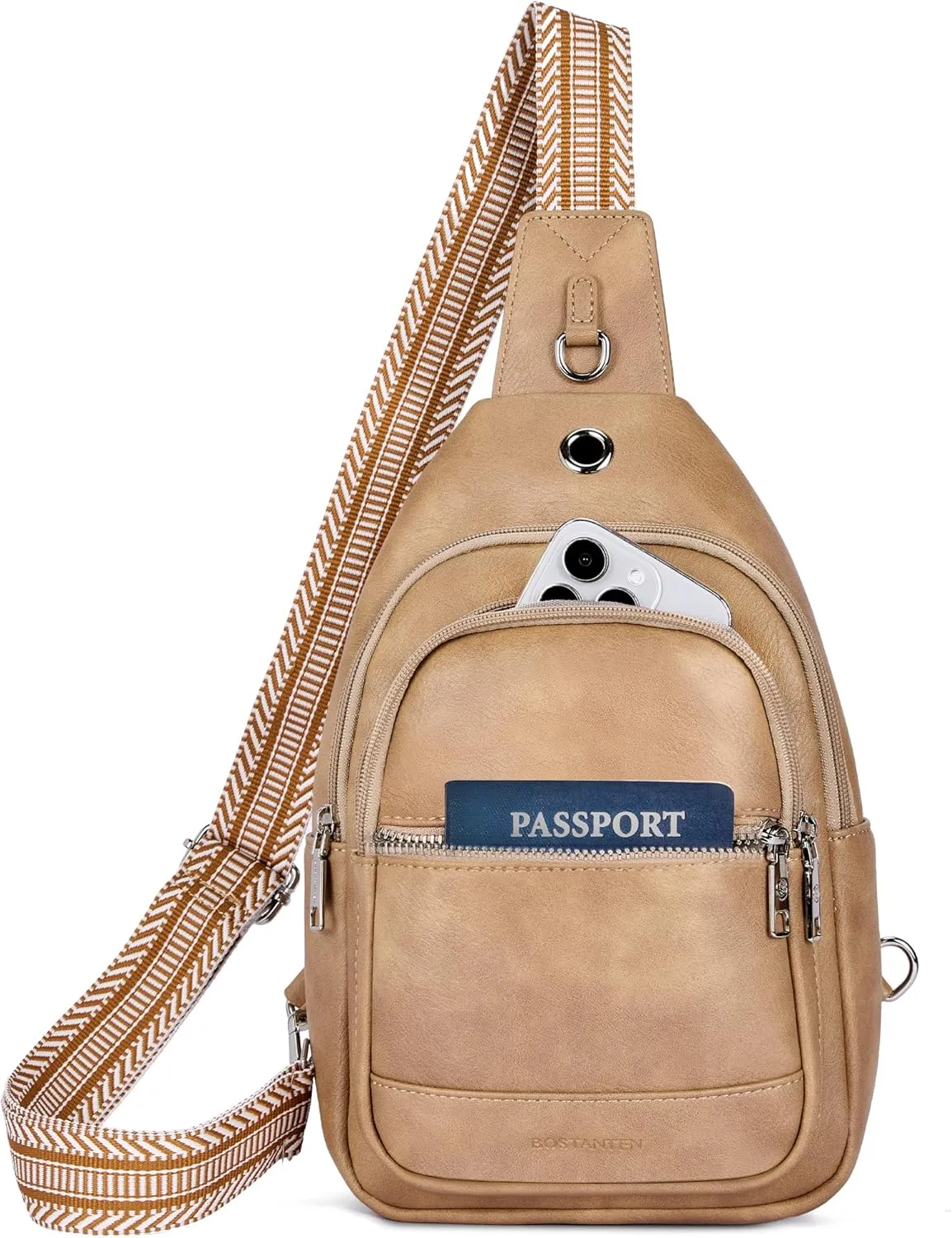BOSTANTEN 7L Sling Bag For Women CrossBody Bags Large Cross Body Purse Vegan Leather Sling Backpack for Travel Essentials