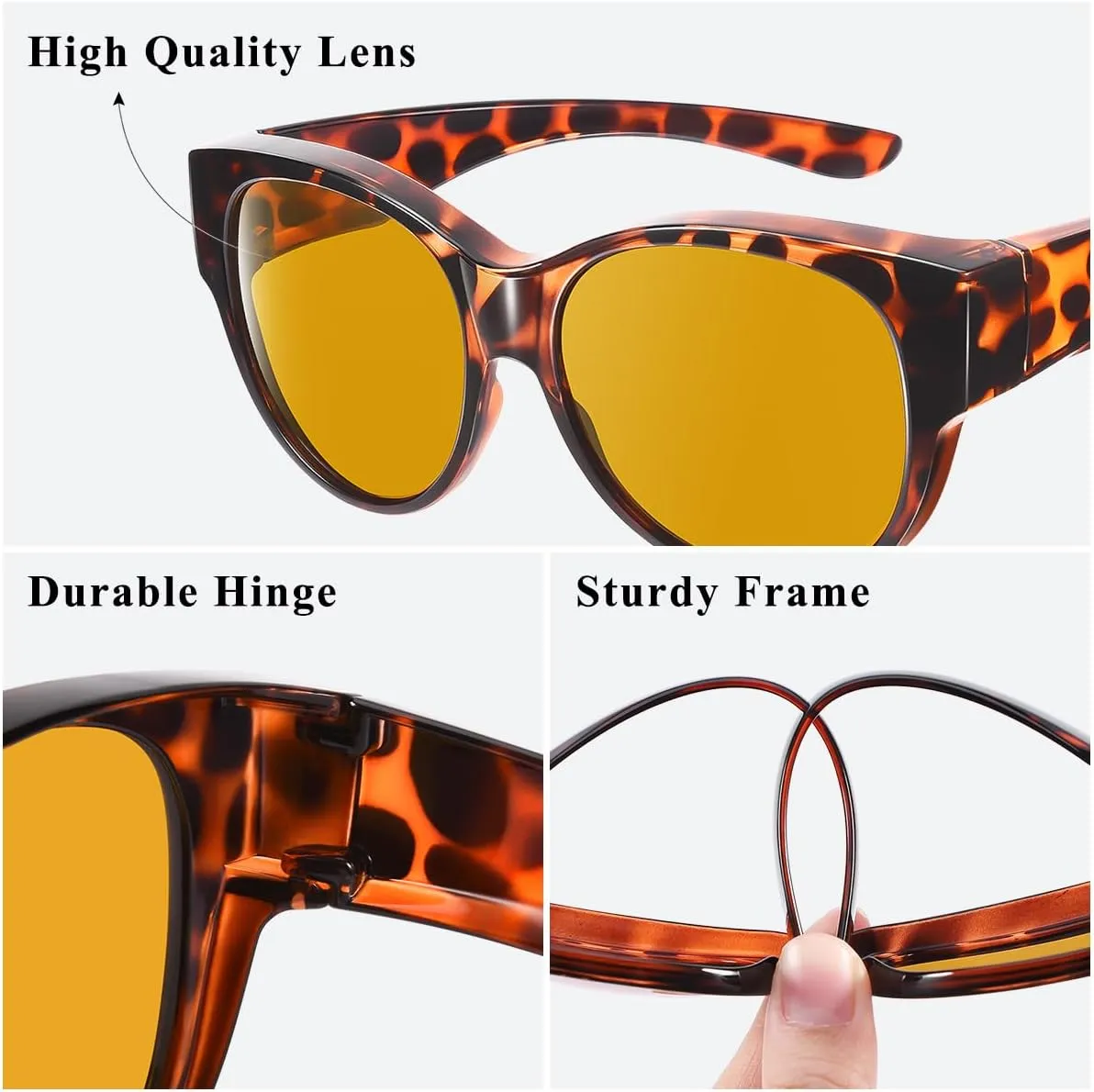 Br’Guras Oversized Polarized Fit over Sunglasses Over Glasses for Men and Women