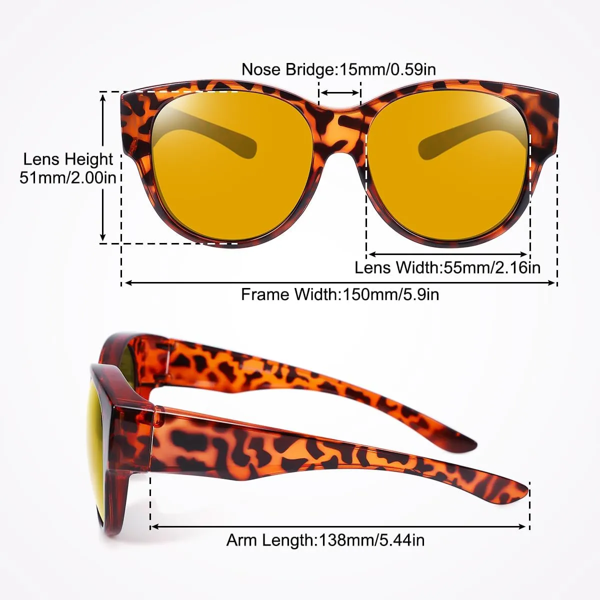 Br’Guras Oversized Polarized Fit over Sunglasses Over Glasses for Men and Women