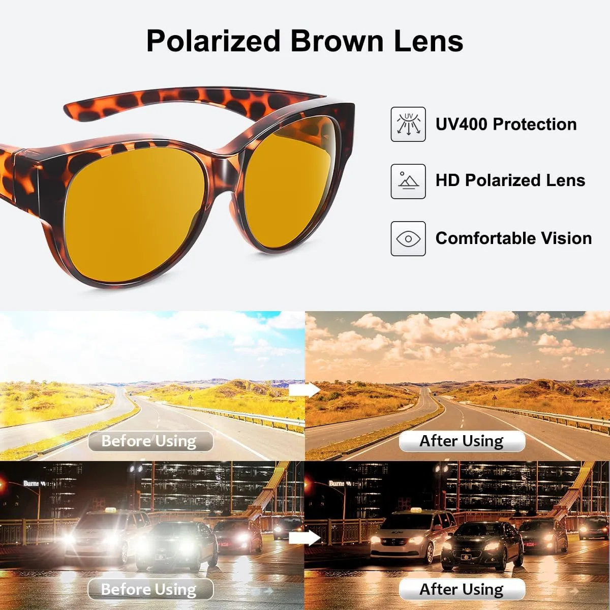 Br’Guras Oversized Polarized Fit over Sunglasses Over Glasses for Men and Women