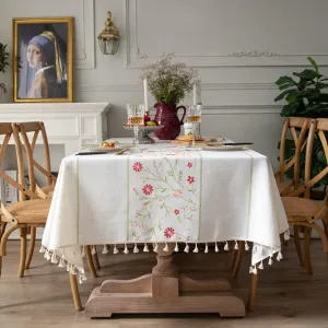 Bringsine Cotton Linen Solid Design Tablecloth,Rectangle Table Cloth Cover for Kitchen Dinning Tabletop Buffet Decoration Cath Kidston(Rectangle/Oblong, 55 x 87 Inch)
