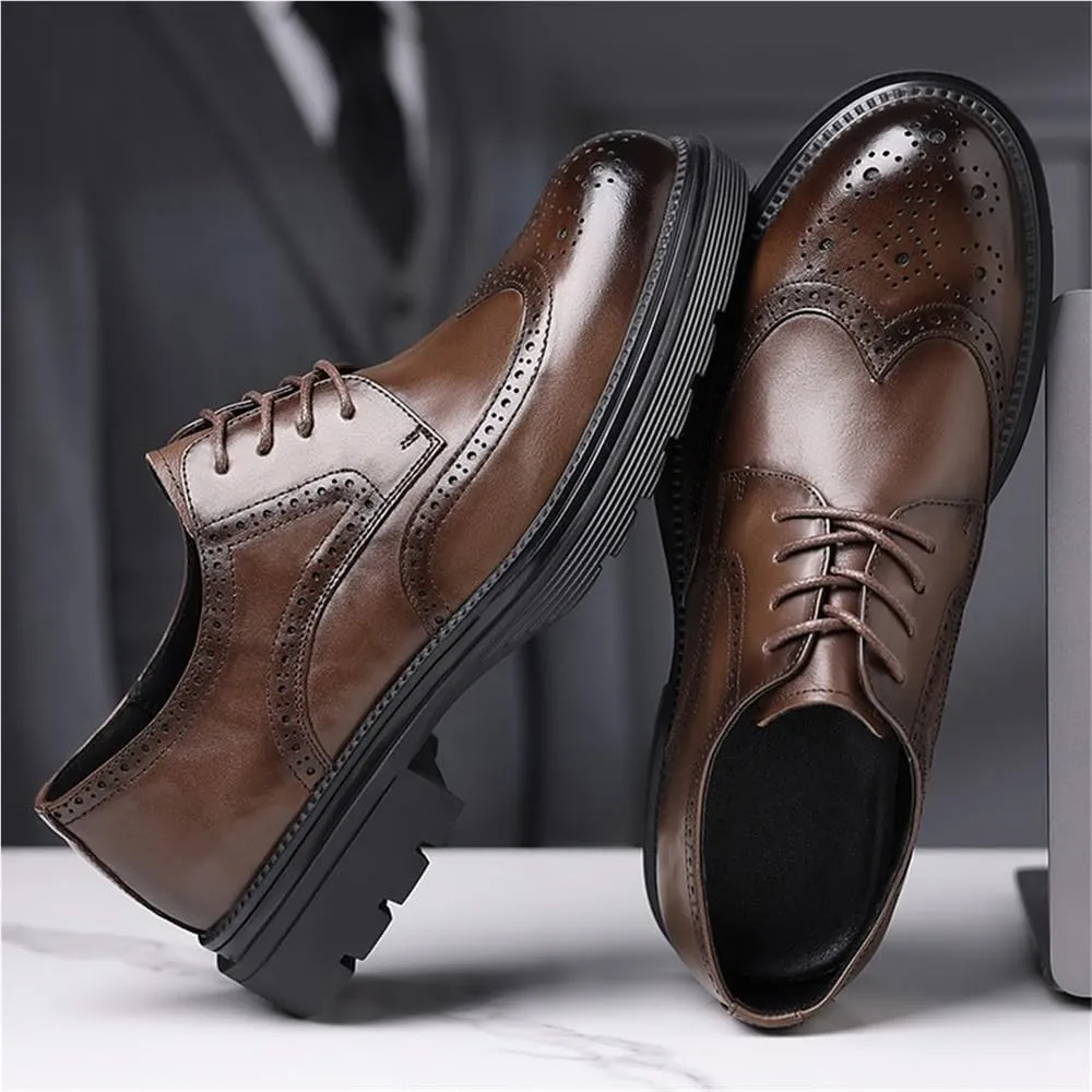 Brogue Dress Shoes Retro Carved Mens Patent Leather Lace Up Classic Oxford Business Work Soft Wedding Shoes