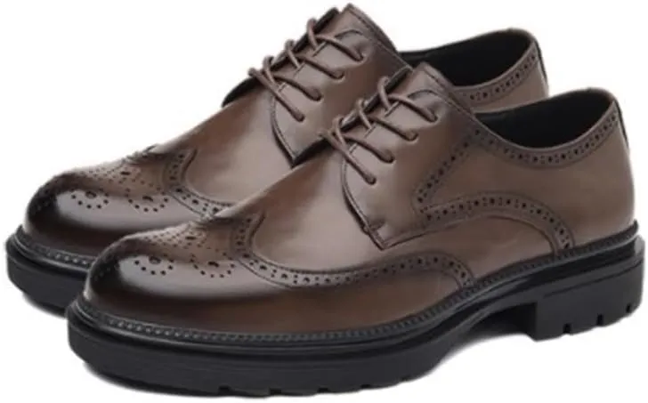 Brogue Dress Shoes Retro Carved Mens Patent Leather Lace Up Classic Oxford Business Work Soft Wedding Shoes