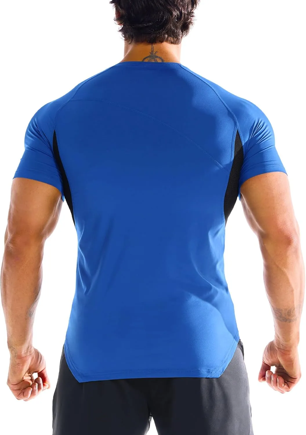 BROKIG 3 Pack Men's Irregular Muscle Gym Shirts Quick Dry Sun Protection Workout Athletic T Shirt Short Sleeve