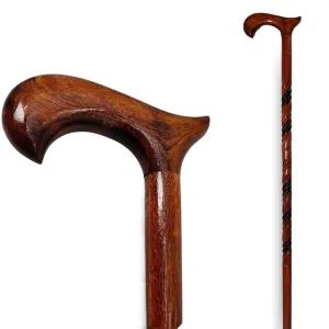 Brown Handmade T-Shape Wooden Hand carved Cane - Premium Lightweight Wooden Walking Cane With Ergonomic Palm Grip Handle - 36" Antique Brown Carved Walking Cane For Men Women