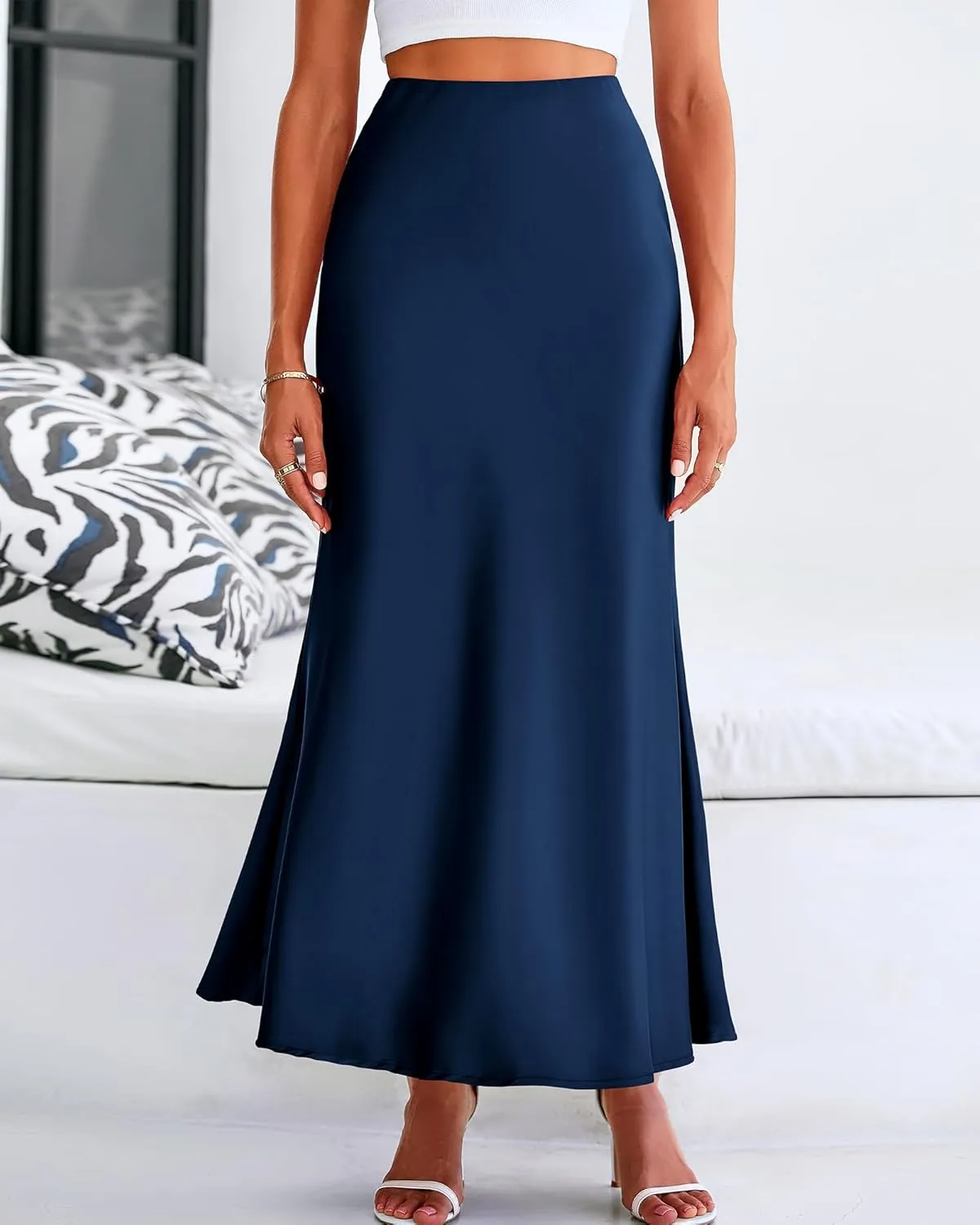 BTFBM Womens Summer Fall Skirt 2025 Silk Elegant High Waist Cocktail Party Wedding Mermaid Satin Maxi Skirts