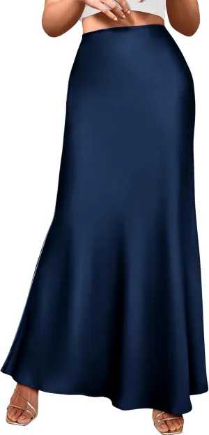 BTFBM Womens Summer Fall Skirt 2025 Silk Elegant High Waist Cocktail Party Wedding Mermaid Satin Maxi Skirts