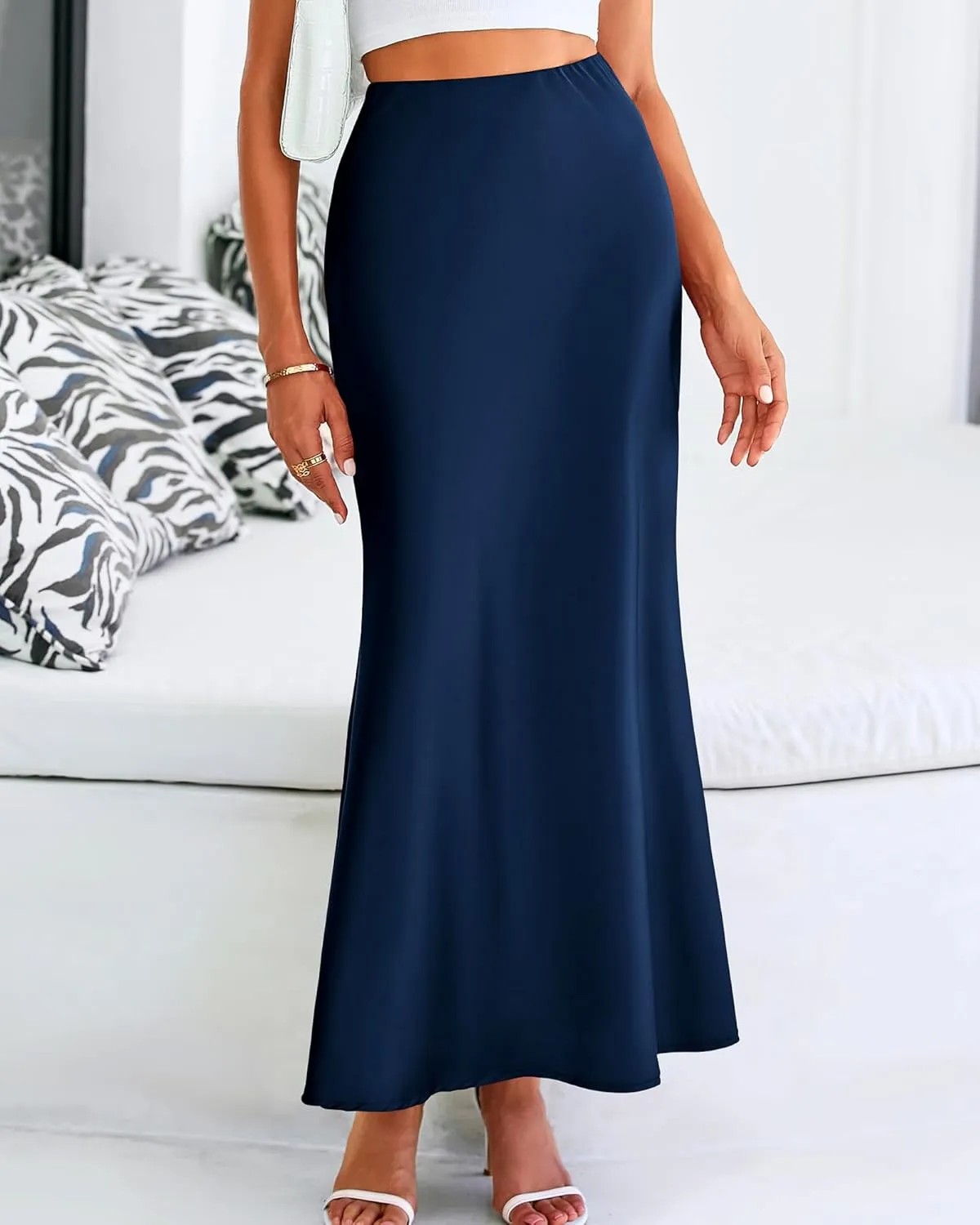 BTFBM Womens Summer Fall Skirt 2025 Silk Elegant High Waist Cocktail Party Wedding Mermaid Satin Maxi Skirts