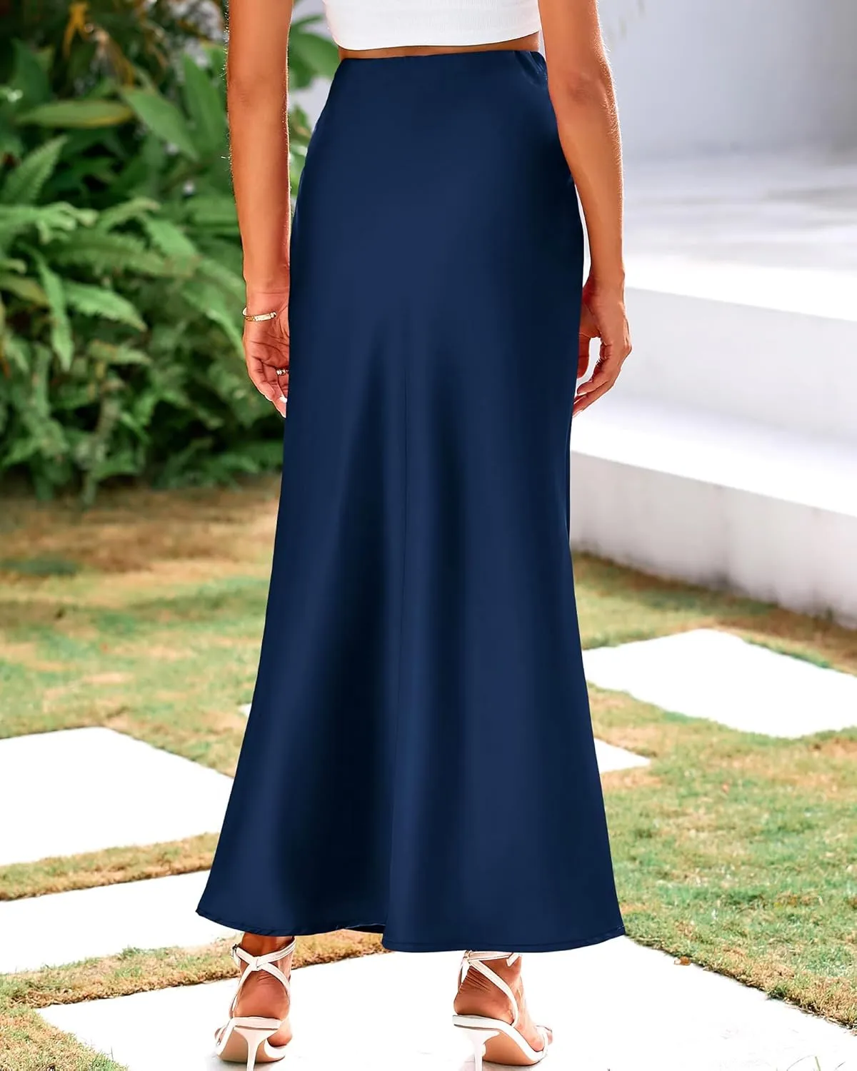 BTFBM Womens Summer Fall Skirt 2025 Silk Elegant High Waist Cocktail Party Wedding Mermaid Satin Maxi Skirts