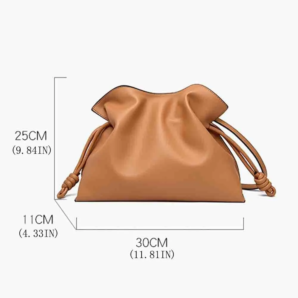BXCNCKD Women's versatile crossbody cloud drawstring pleated bucket bag with fashionable PU leather
