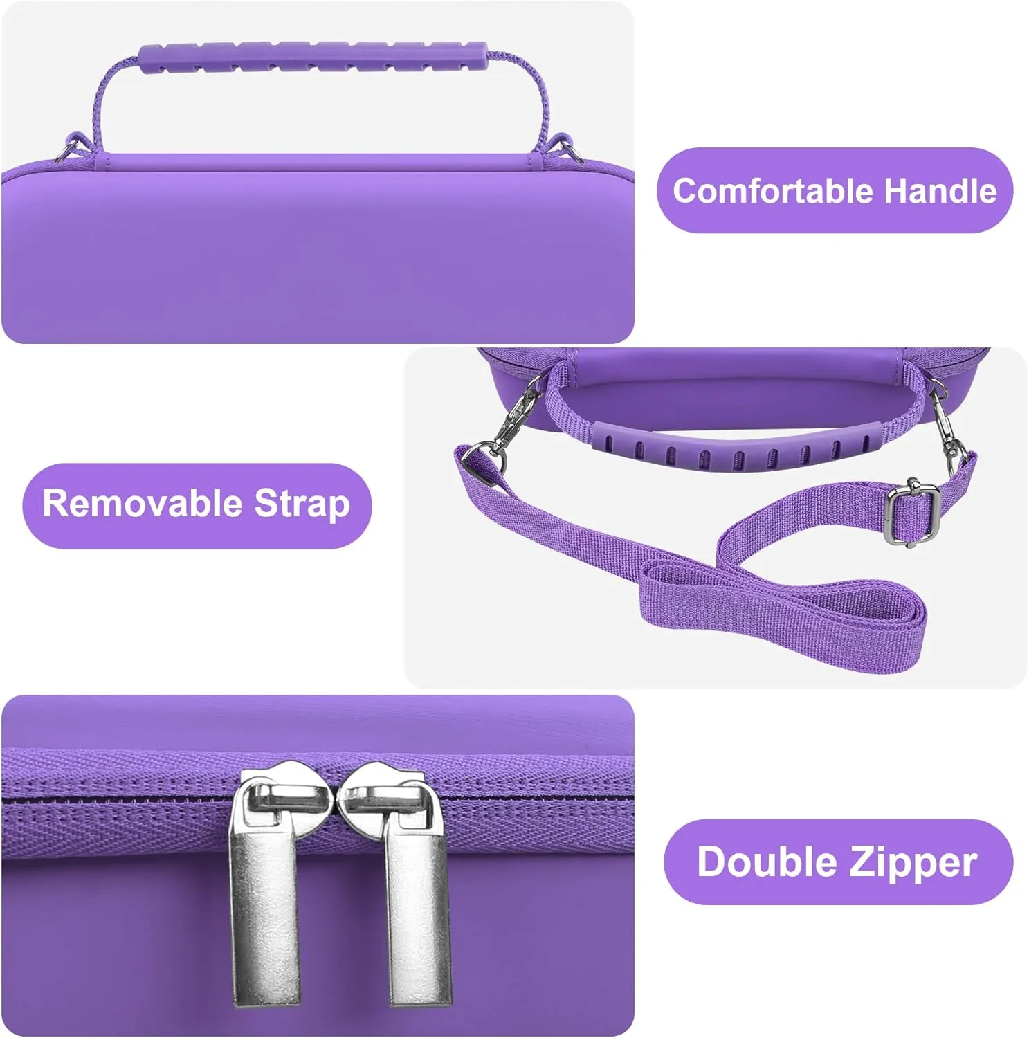 Canboc Travel Case for Portable Nebulizer, Handheld Nebulizer for Adults, Mesh Nebulizer Bag with Removable Shoulder Strap, Mesh Pocket fit Medication or Essentials, Purple (Case Only)