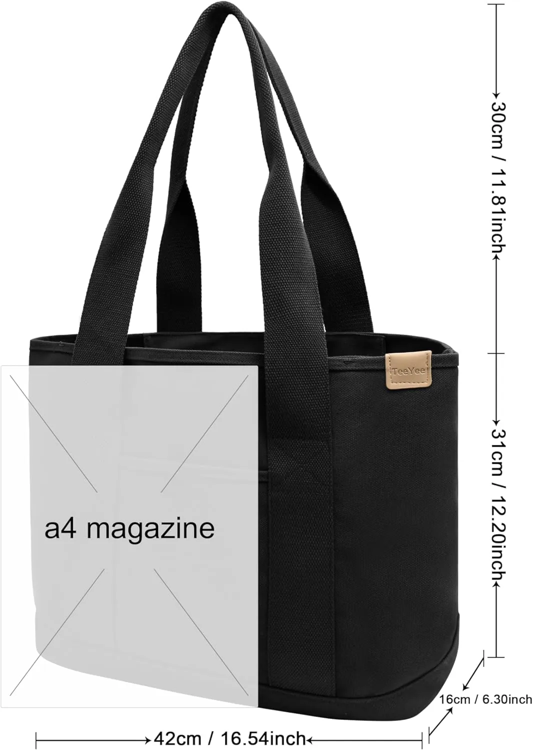 Canvas Tote Bag Casual Multi pockets Handbags Large Capacity Shopping Shoulder Bag with Pocket Bags Work Purses