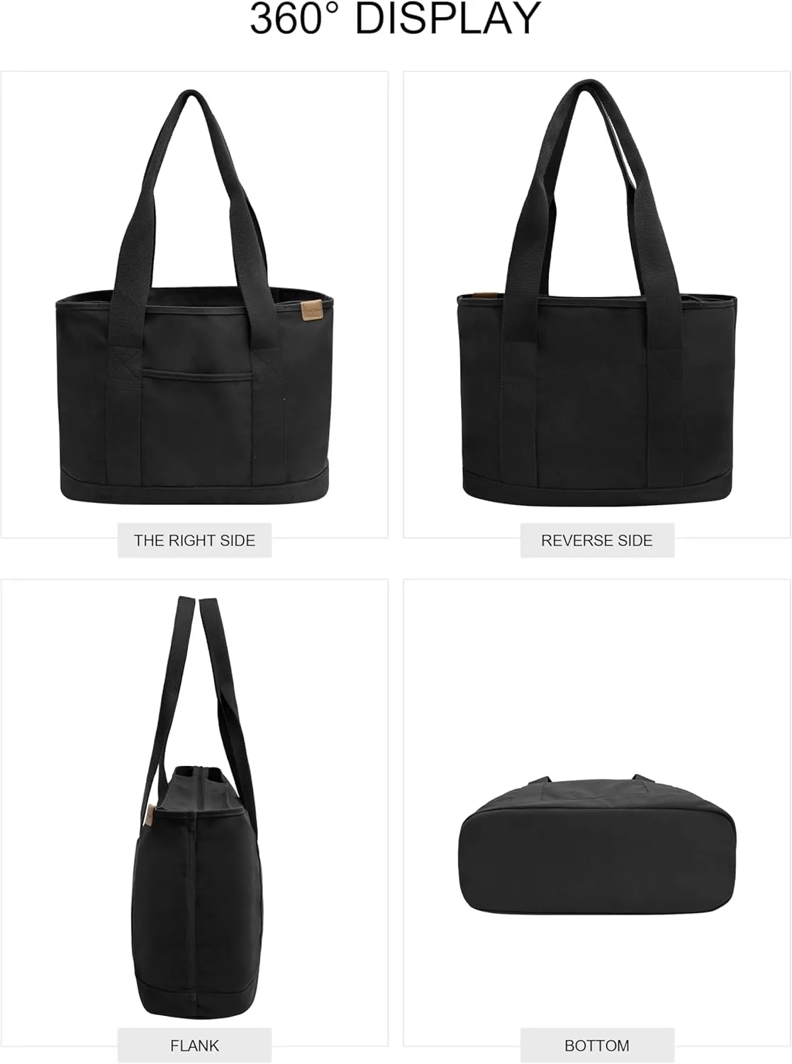 Canvas Tote Bag Casual Multi pockets Handbags Large Capacity Shopping Shoulder Bag with Pocket Bags Work Purses