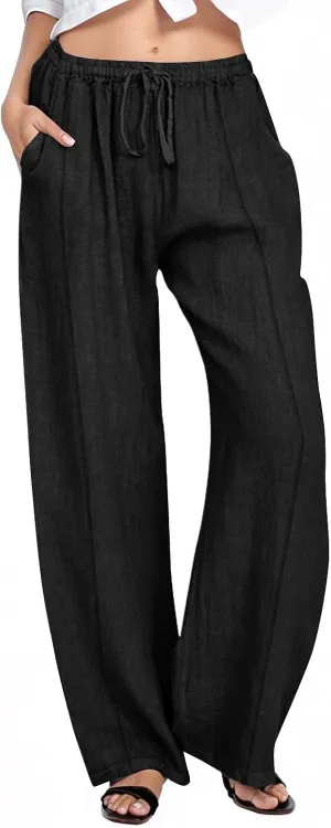 Cargo Pants for Women Capri Pants for Women Elastic High Waisted Knit Casual Palazzo Trousers with Pockets Womens Capri