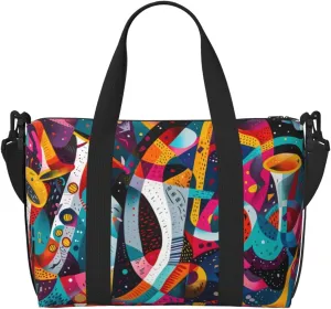 Carry On Duffle Bags Overnight Weekender Bags for Women, Abstract Jazz Instrumental Personal Item Travel Bag, Travel Essentials Sport Gym Bag for Men Women