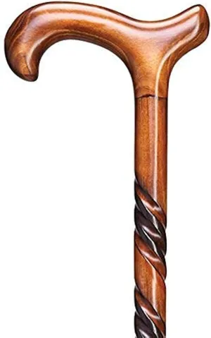 Carved Handmade Wooden Walking Cane - Twisted Walking Stick with Comfort Grip Handle - 36"Premium Carved Designer Lightweight Walking Cane For Men Women