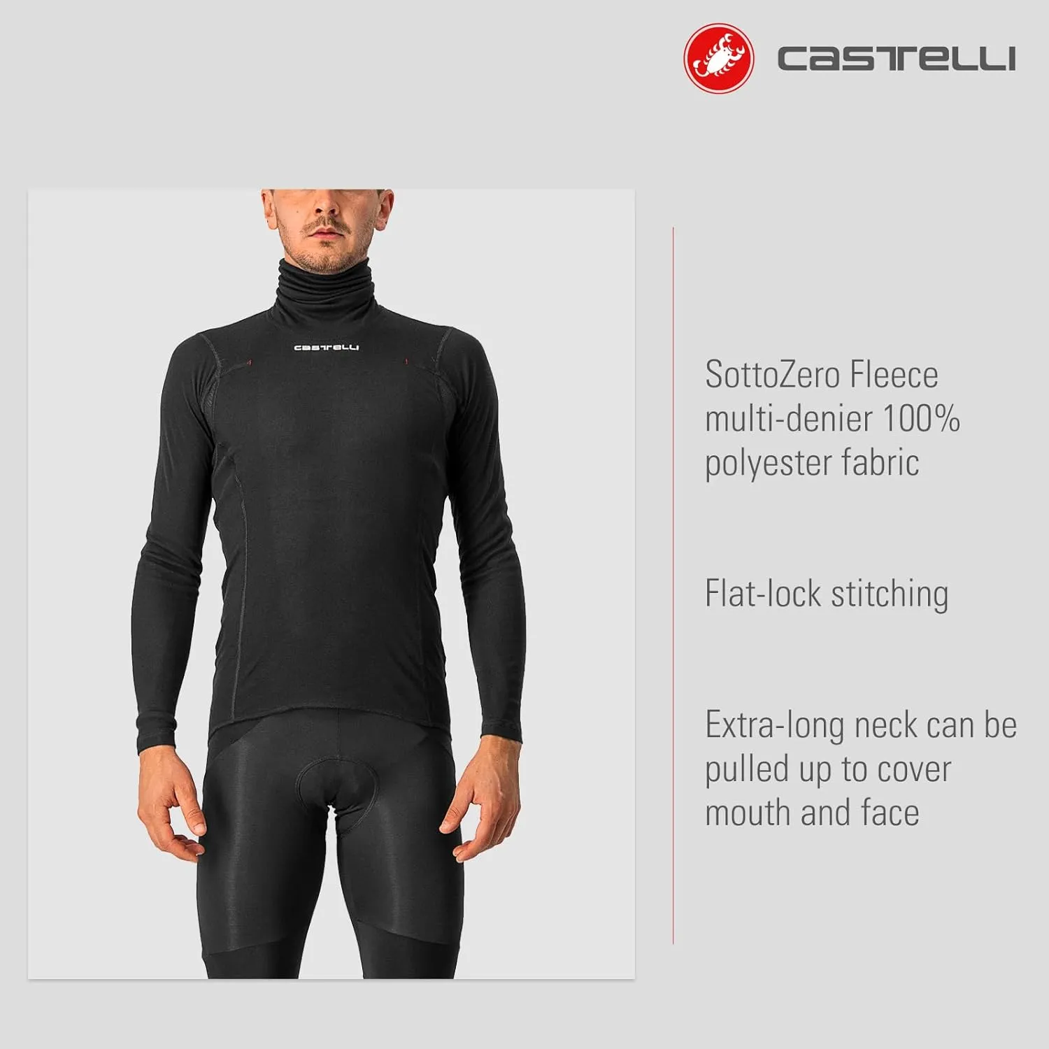 CASTELLI Men's Flanders Neck Warmer Base Layer, Jersey with High Neck Protection for Road and Gravel Biking I Cycling