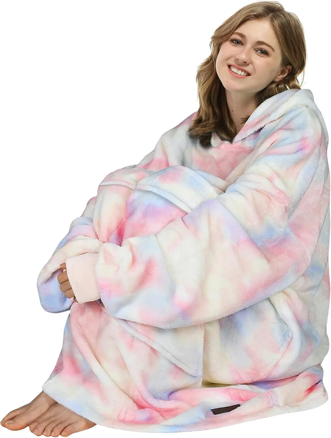 Catalonia Oversized Blanket Hoodie Sweatshirt, Fleece Pullover with Large Front Pocket, for Adults Men Women