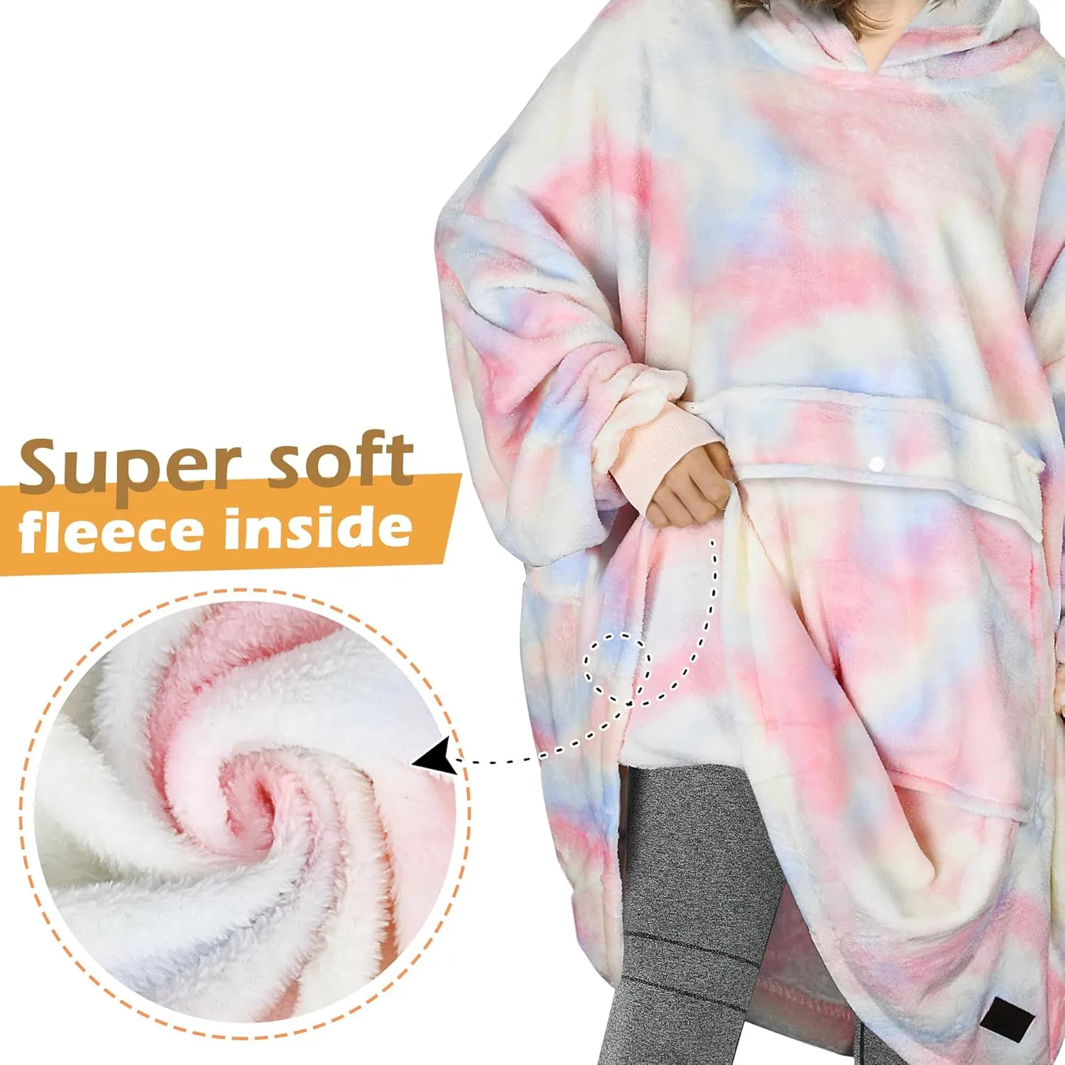 Catalonia Oversized Blanket Hoodie Sweatshirt, Fleece Pullover with Large Front Pocket, for Adults Men Women