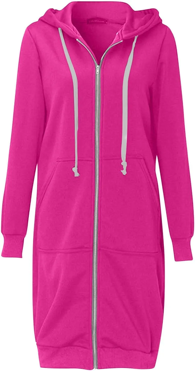 Ceboyel Womens Fall Long Sweatshirts 2023 Long Sleeve Drawstring Hoodies Full Zip Up Jackets Slouchy Fashion Outfits