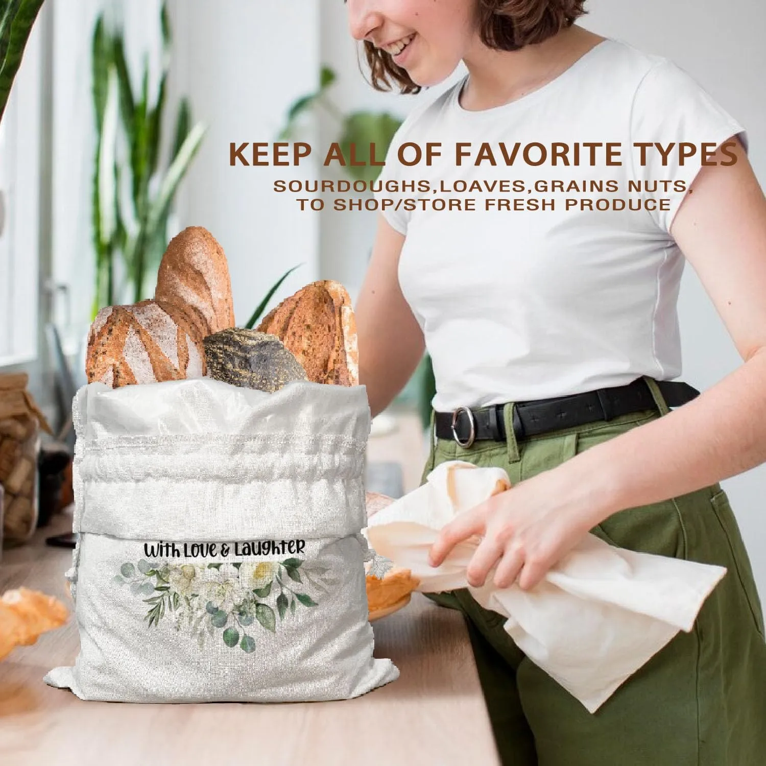 Christian Beeswax Bread Bags for Sourdough, Reusable Bread Bag for Homemade Bread, Floral Linen Bags for Sourdough Breads, Cute Flower Reusable Storage Bread Box Christian Gifts for Women 16.5x12