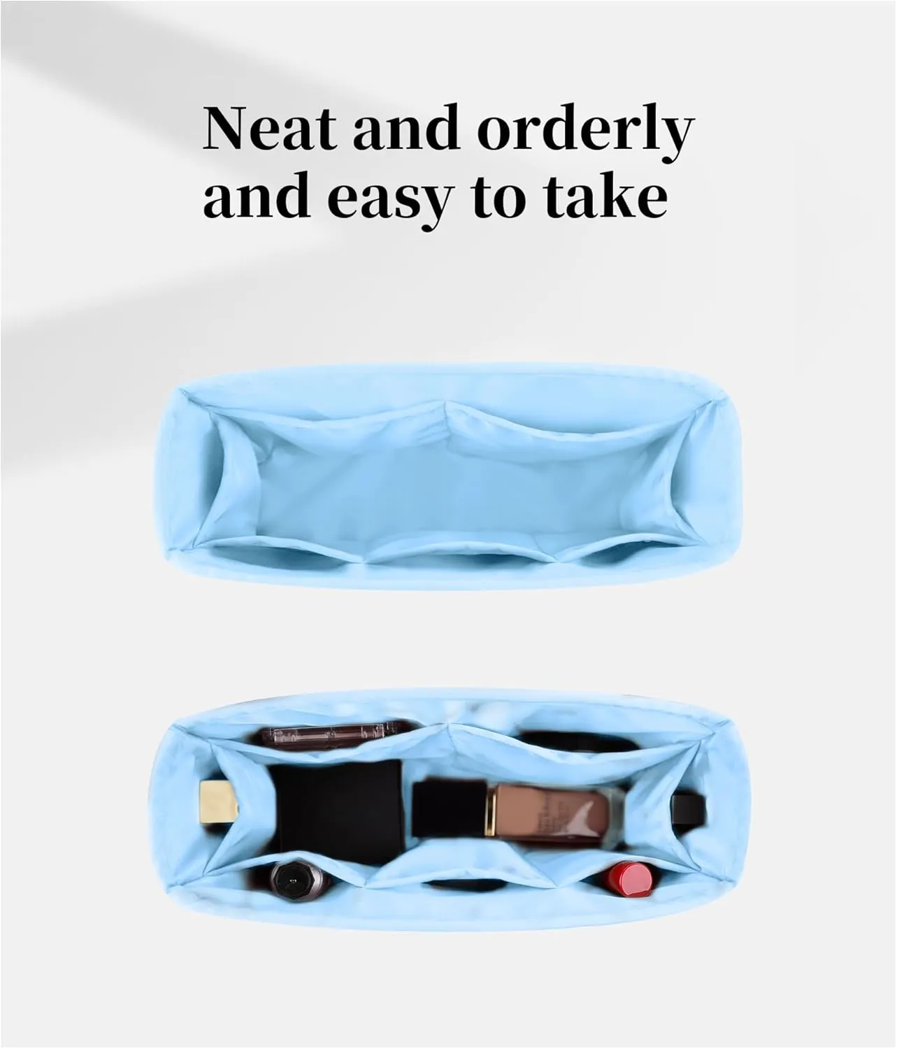 Classic Flap Bag Organizer Insert, Purse Organizer Insert Compatible with Chanel Classic Flap Mini, Lightweight Purse Divider with Pockets (Celeste, CF Mini)