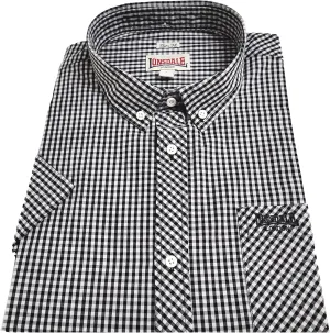 Classic Men's Lonsdale Button Down Shirt Short Sleeve Black White Slim-Fit