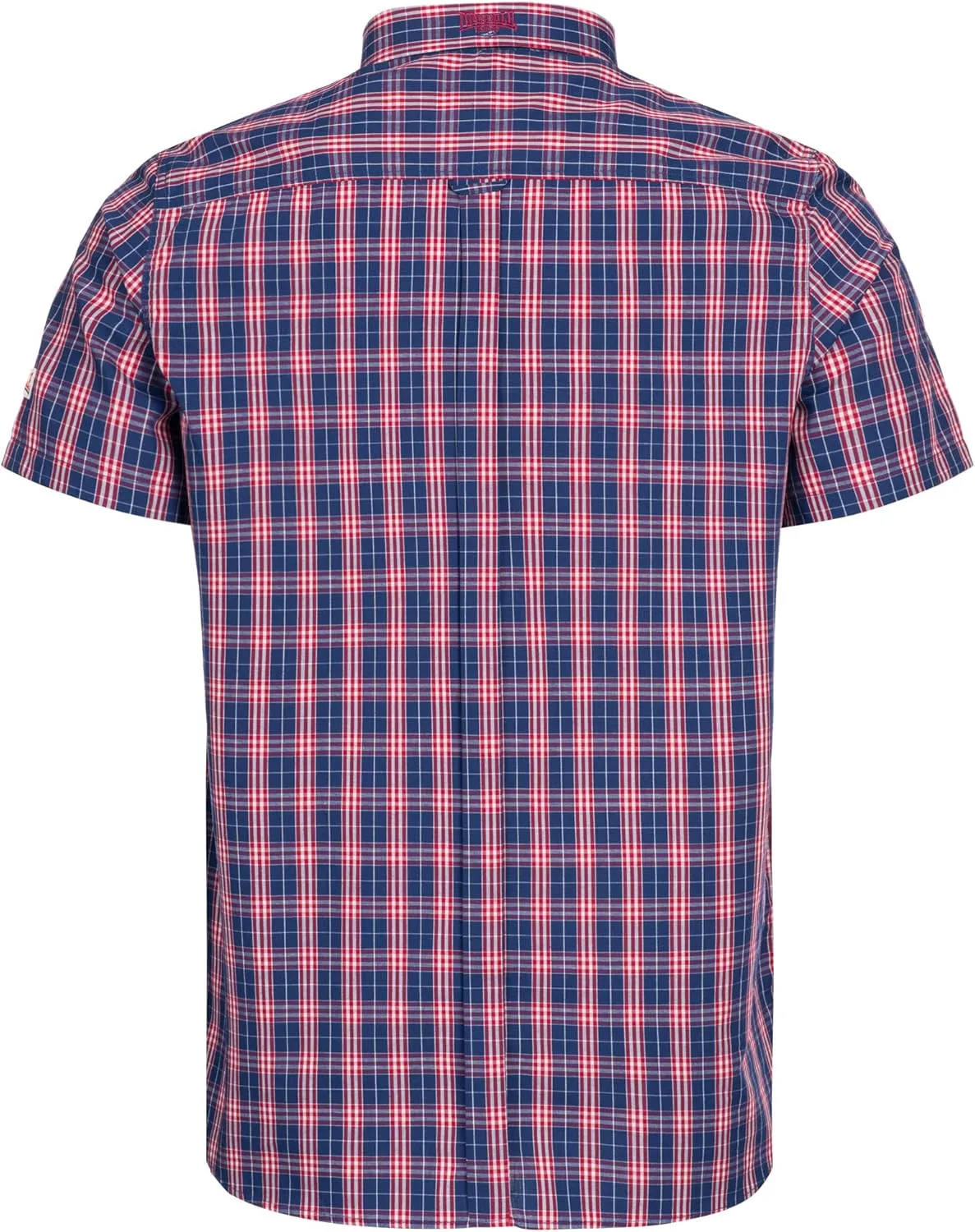 Classic Men's Lonsdale Button Down Short Sleeve Shirt Red White Blue Slim-Fit