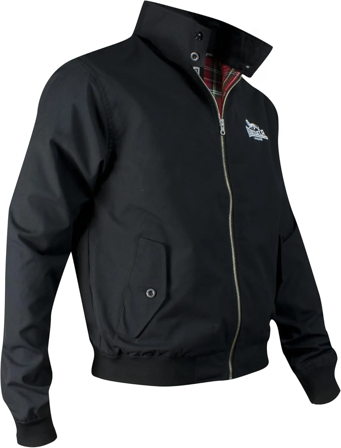 Classic Men's Lonsdale Harrington Jacket England Style Black With White Back Logo