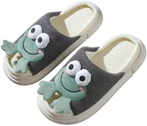 Clogs Four Seasons Universal Indoor Home Cotton Linen Sandals Cute Cartoon Cow Linen Slippers Non-Slip