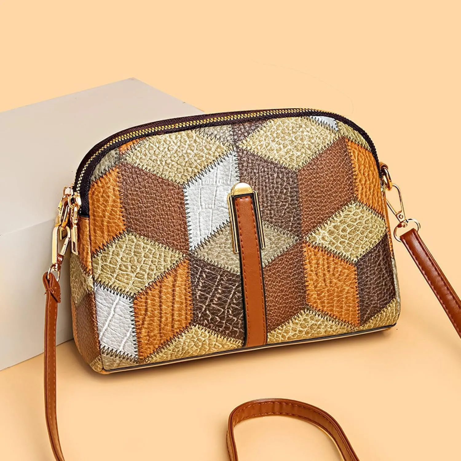 Color-Blocked Stitching, Women's Bag, Small Shoulder Bag, Cross-Body Change, Mobile Phone Bag