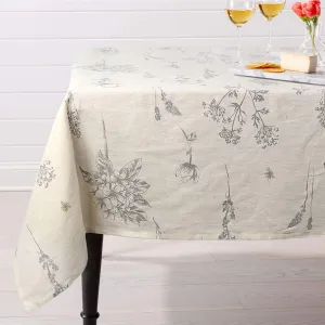 ColorBird Fern Print Cotton Linen Tablecloth Rustic Garden Natural Botanical Decorative Table Cover for Kitchen Dining Spring Summer Picnic Indoor Outdoor Use (Rectangle/Oblong, 55" x 86", Linen)