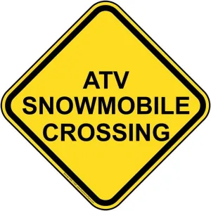 ComplianceSigns.com ATV Snowmobile Crossing Sign, Yellow Reflective, 12 in. on 80 mil Aluminum for Recreation Roadway