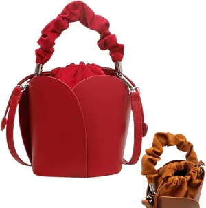 Creative Petal Bag - Large Capacity Design Shoulder Bags for Women, PU pleated drawstring handbag (C)