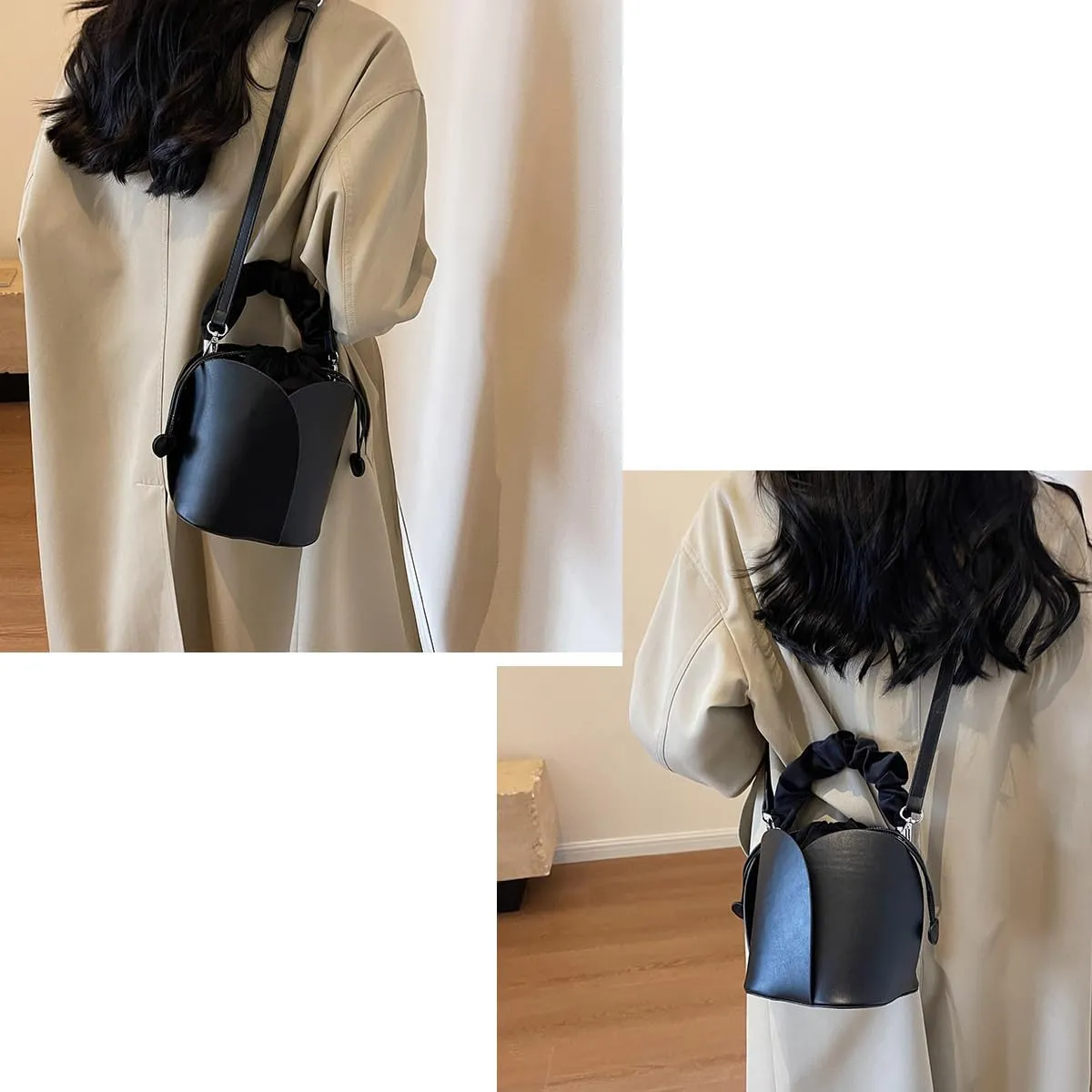 Creative Petal Bag - Large Capacity Design Shoulder Bags for Women, PU pleated drawstring handbag (C)