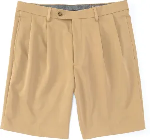 Cremieux Daniel Signature Pleated Performance 9 Inseam Microfiber Shorts S95HT401 (Khaki 36B, 30)