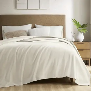CROSCILL 100% Cotton Throw Blanket, Luxurious and Classic Solid Design, Cozy Soft, Lightweight, Breathable, All Season Oversized Throw for Couch, Andaz, King/Cal King, Ivory