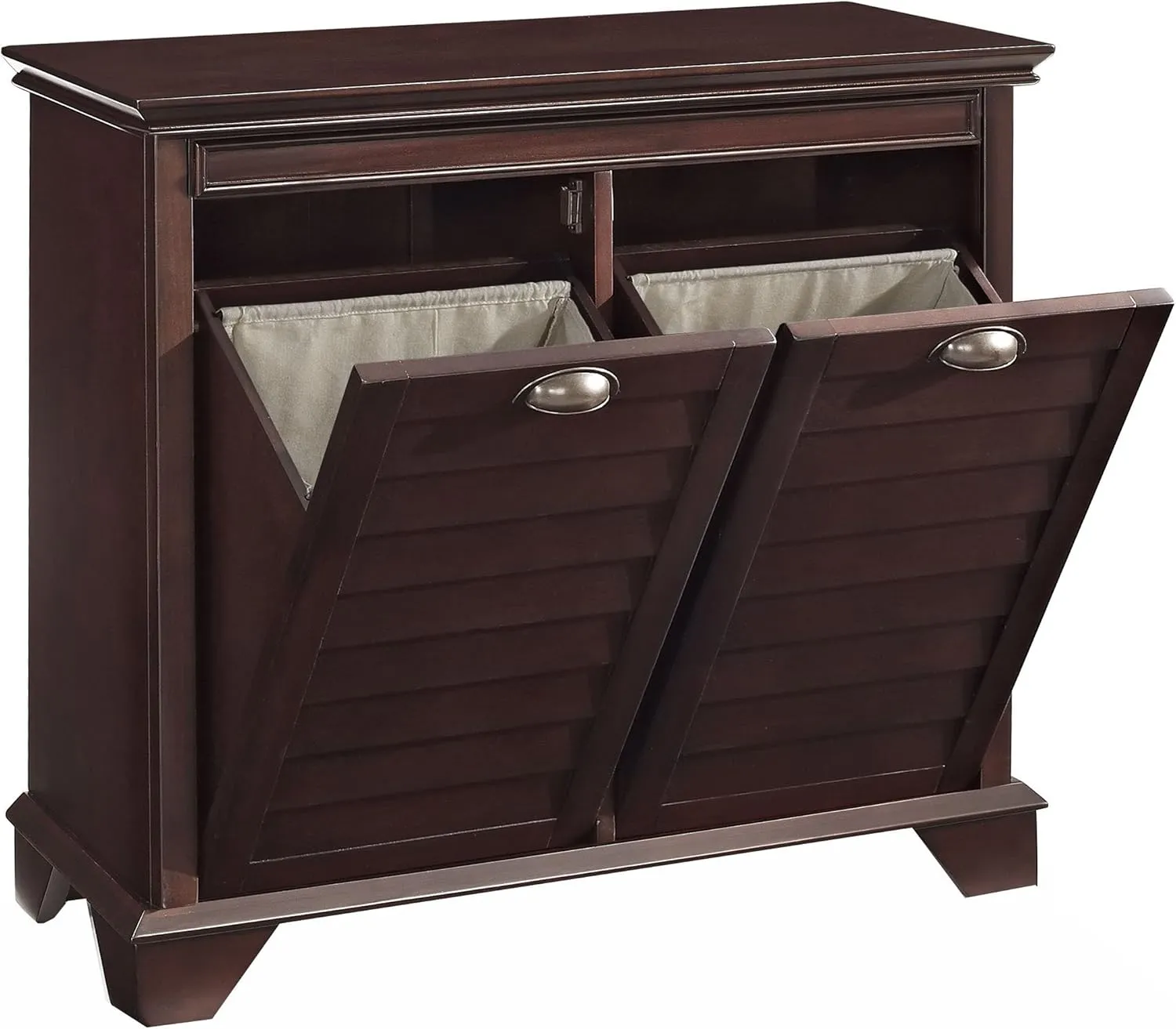 Crosley Furniture Lydia Laundry Hamper with Linen Sorting Bags, Bathroom Storage and Organization, Espresso