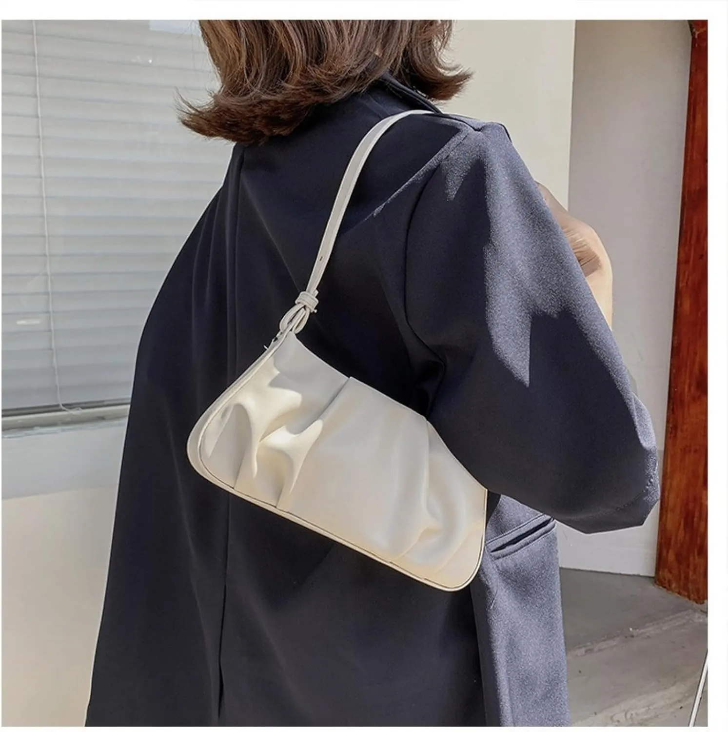 Crossbody Bag for women, Handheld Pleated Cloud Bag Single Shoulder Armpit Handbag with Zipper, Suitable for Travel