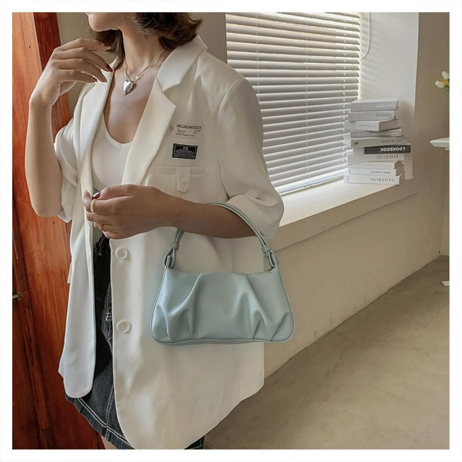 Crossbody Bag for women, Handheld Pleated Cloud Bag Single Shoulder Armpit Handbag with Zipper, Suitable for Travel