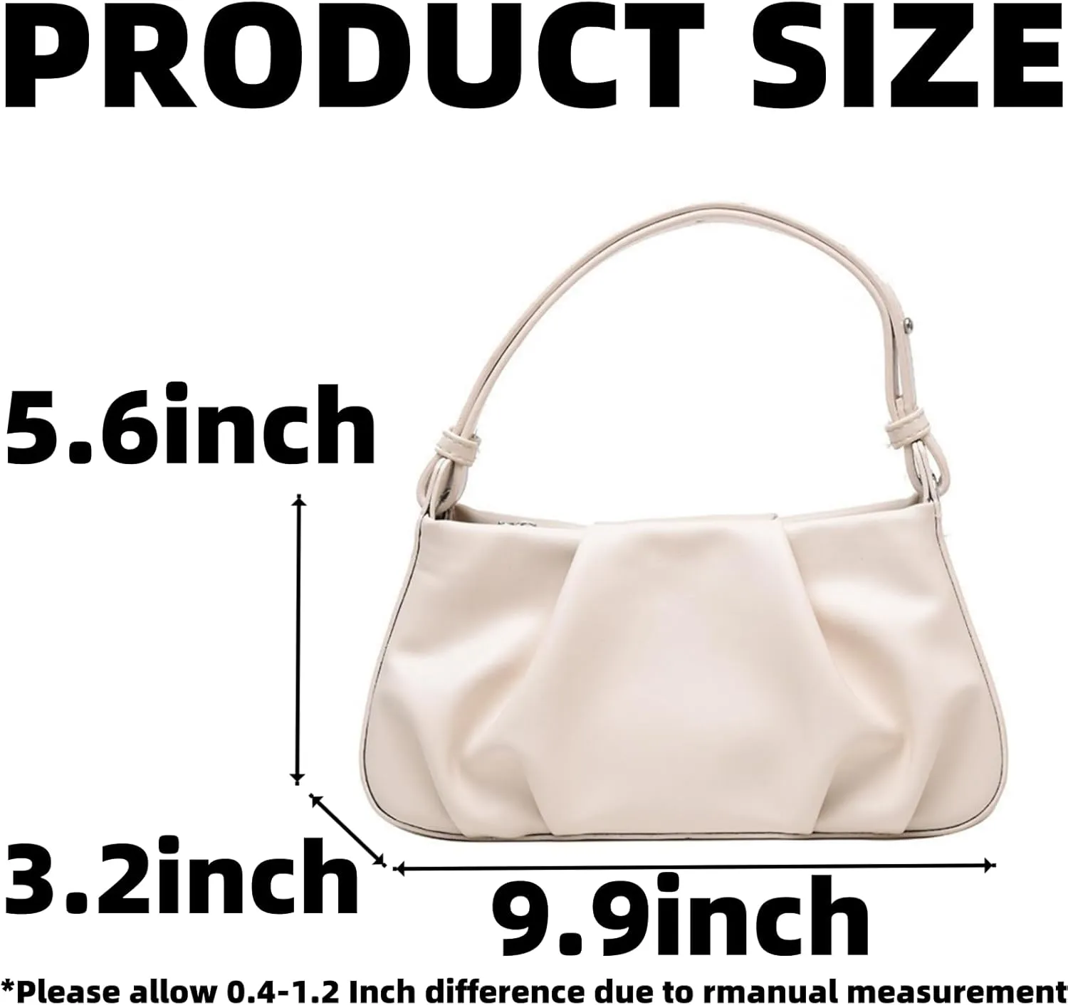 Crossbody Bag for women, Handheld Pleated Cloud Bag Single Shoulder Armpit Handbag with Zipper, Suitable for Travel