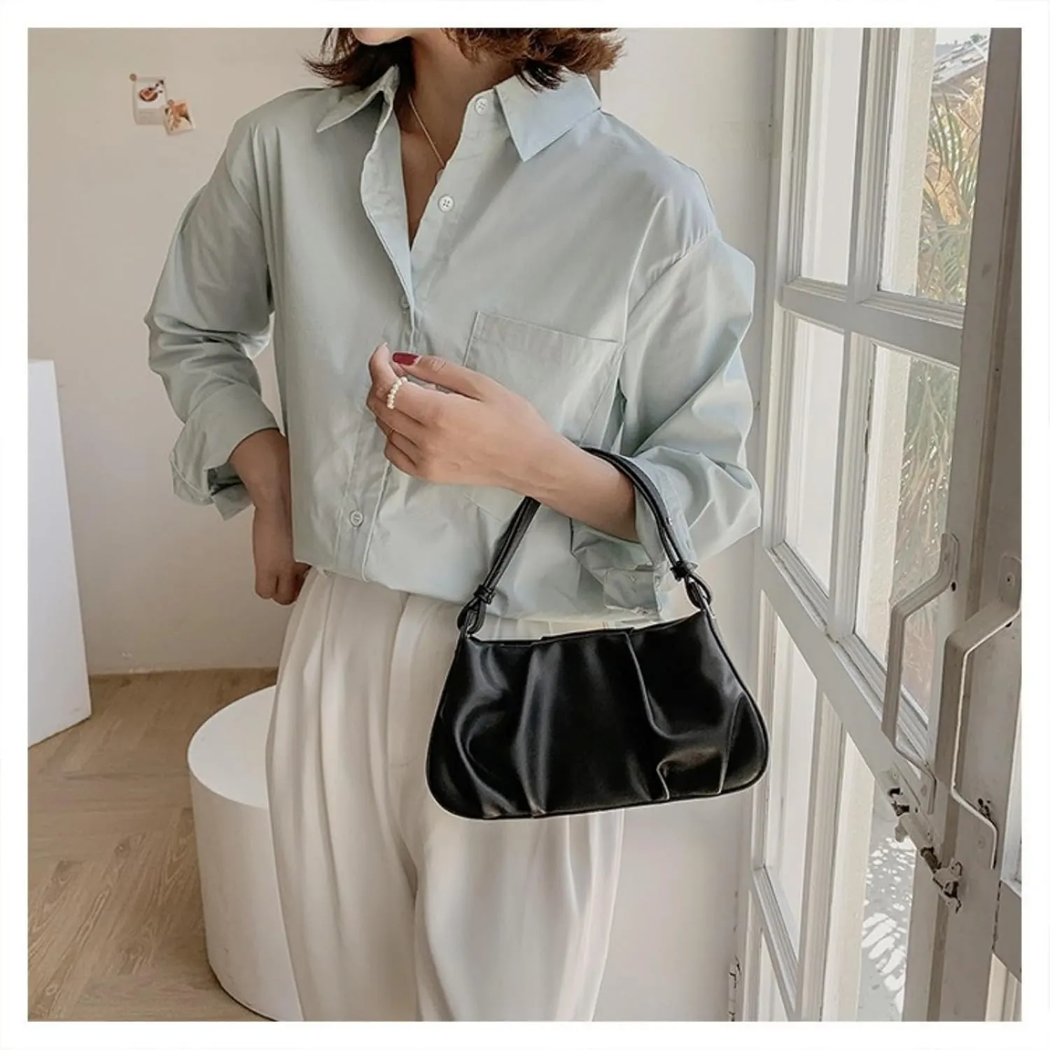 Crossbody Bag for women, Handheld Pleated Cloud Bag Single Shoulder Armpit Handbag with Zipper, Suitable for Travel
