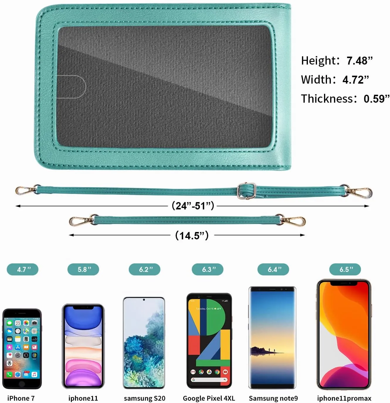 Crossbody Cellphone Purse Women Touch Screen Bag RFID Blocking Wallet Handbag Shoulder Strap